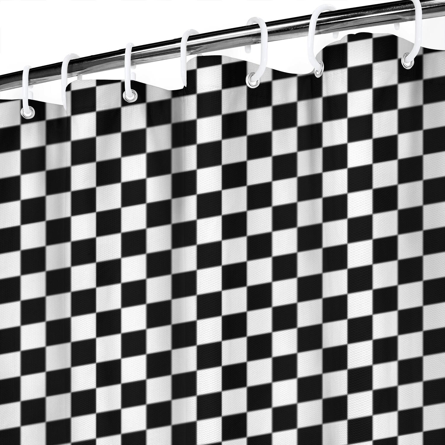 Black White Small Checkered Pattern Shower Curtain 84"x72" ,Bathroom Decorative Shower Curtains Set with 12 Hooks,Modern Waterproof Washable Shower Curtain