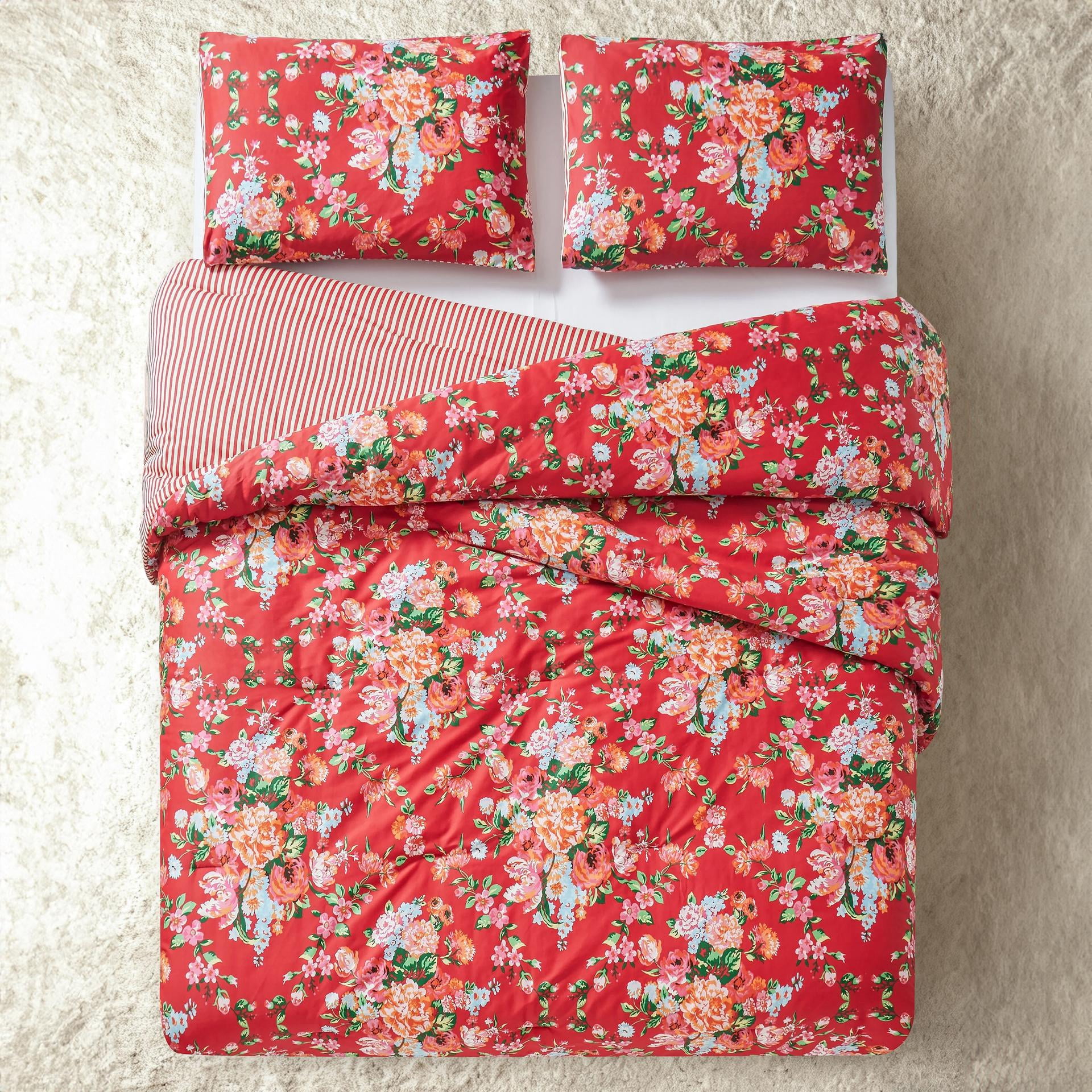 Garden Society 3-Piece Floral Reversible Comforter Set - King, All Ages