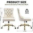 thumbnail image 3 of Upholstered Tufted Office Chair with Golden Metal Base, Adjustable Desk Chair Swivel Office Chair Armless Office Chair for Bedroom Livingroom Game Study Makeup Chair, 3 of 8