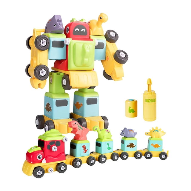 Dinosaurio Robot Tren Ensamblar Conjunto Estilo De Dibujos Animados Diy Robot Juguete Educativo Tren Construcción Bloque Divertido Para Niños De 3 Años 77 Uds Yuarrent FN002102-00