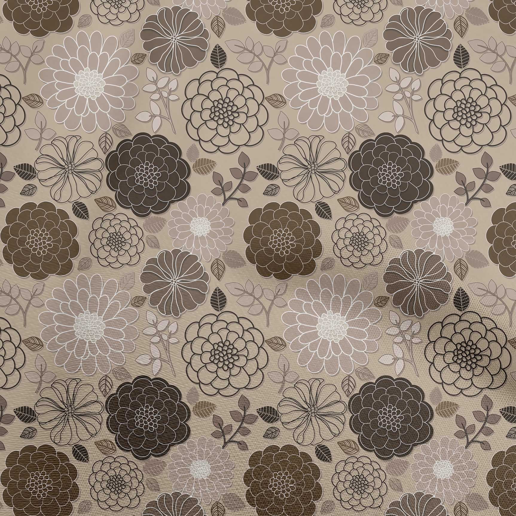 oneOone Silk Tabby Light Brown Fabric Floral Retro Fabric For Sewing ...