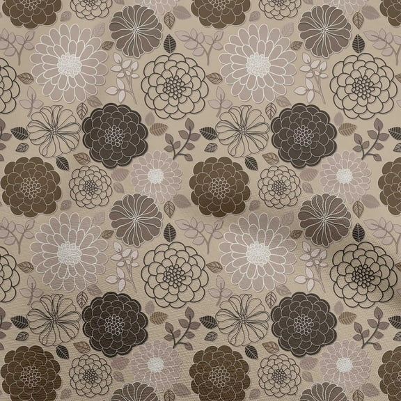 oneOone Cotton Cambric Light Brown Fabric Floral Retro Sewing Fabric By The Yard Printed Diy Clothing Sewing Supplies 42 Inch Wide