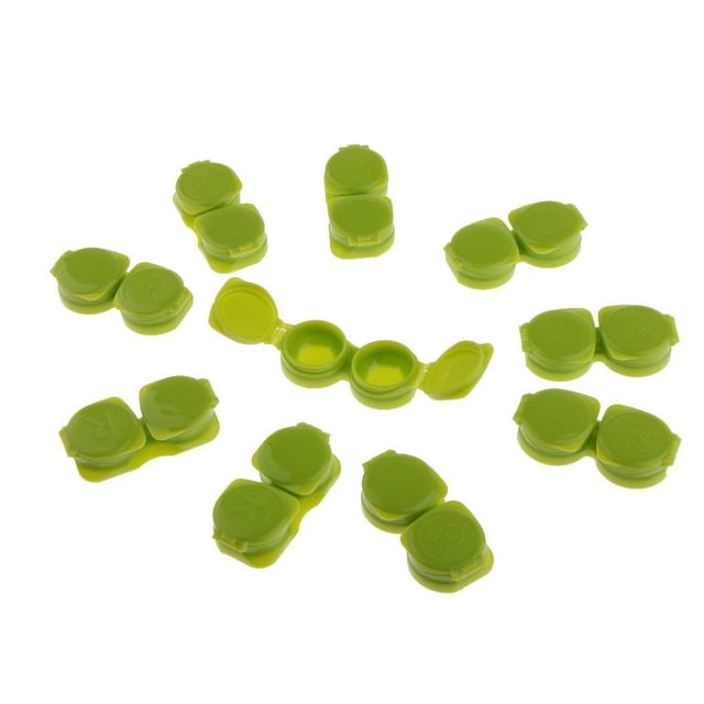 fastboy 10Piece Mini for Flip-top Lens Travel Kit Holder Soaking Box Case Yellow Green 10 pcs
