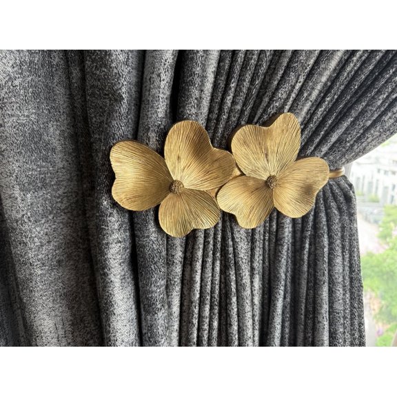ZARKEA Luxury Metal Gold Floral Curtain Tiebacks set of 2(1 pairs)