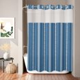 thumbnail image 2 of No Hook Shower Curtain, Boho Sea Blue Shower Curtains for Bathroom with See Through Top Window, Minimalist Farmhouse Striped Waterproof & Washable Bath Curtain 60"x72", 2 of 9