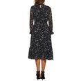 thumbnail image 3 of Vestido de mujer INSPIRE CHIC con flores, cuello alto, volantes, mangas largas, fluido, de gasa, corte A, midi, negro, talla XS, 3 of 6