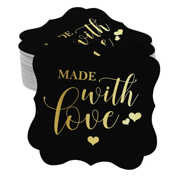 Inkdotpot Hang Tags Made With Love Wedding Favor Bracket Shape Gift Tags Real Gold Foil Bonbonniere Tag Pack Of 100