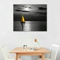 thumbnail image 2 of Nawypu Ocean Sailboat Wall Art Decor Painting Pictures Print On Canvas, Gray and Yellow Seascape Framed Canvas Wall Art for Home Decoration Living Room Bedroom Artwork, 2 of 4
