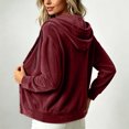 thumbnail image 6 of Velvet Long Sleeve Cardigan Hoodies Women Button Womens Hood Shirts Red M, 6 of 9