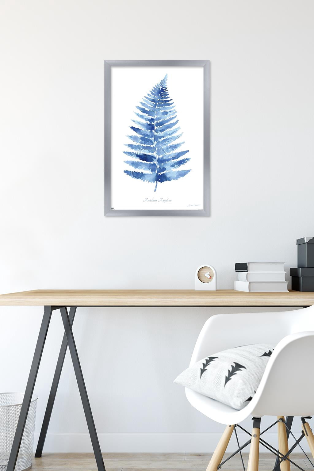 Jean Plout - Indigo Botanical Asoidium Angulare Wall Poster, 14.725" x 22.375" Framed