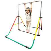 Kids' Adjustable Gymnastics Bar - Home Training Playground Equipment, Red/Yellow, Folding & Expandable