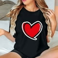 thumbnail image 4 of Womens Tops under $5 Valentine's Day Love Print Short Sleeve Round Neck T-Shirt Gifts for Her Black L, 4 of 4