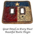 thumbnail image 3 of Urbalabs Texas Flag Star Rustic Western Decorative Light Switch Outlet Wall Plate Covers Antique Country Home Rustic Light Switch Covers Single Double 2 Gang Switch Plates (Double Light Switch), 3 of 7