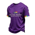 thumbnail image 3 of Men's We The People Means Everyone Polo Shirt with Rainbow Fist Graphic and Colorful Collar Trim Featuring Short Sleeves Purple M, 3 of 5