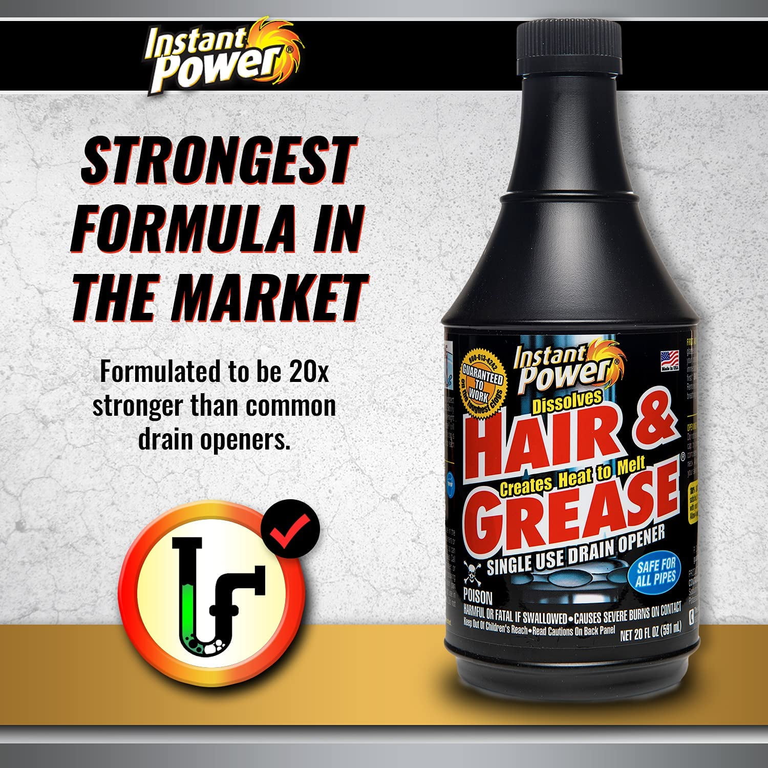 The best drain clog remover - Instant Power - Hair and Grease