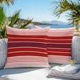 thumbnail image 5 of Minimalist Outdoor Pillow Covers Set of 2 Red Gradient Stripe Country Farmhouse Waterproof Throw Pillow Case Decorative Square Cushion Cover for Patio Couch Garden Balcony, 24"x24", 5 of 9