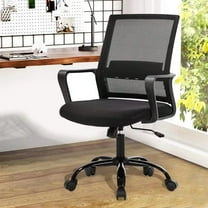 Home Office Desk Chair Mesh Computer Chair Adjustable Mid-Back Office Chair Back Support Rolling Swivel Task Chair with Arms and Lumbar Support for Adults, Black