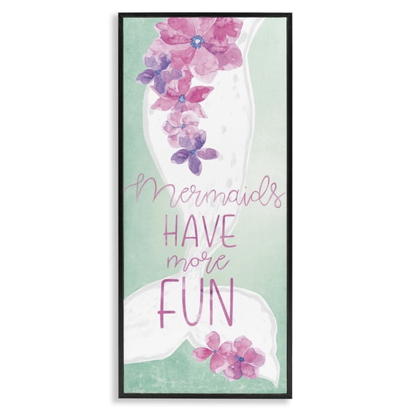 Stupell Industries Mermaids Have More Fun Black Framed Giclee Art, design by Yass Naffas Designs
