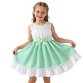 thumbnail image 2 of Girls Sleeveless Wedding Guest Dress A-Line Ruffle Hem Bow Party Outfit for Kids Summer Easter Church Dresses Green 5-14 Years,Size 7-8 T, 2 of 7