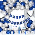 thumbnail image 1 of Globos para Fiesta de Cumpleanios, Juego Globos para Fiesta de Cumpleanios, Decoración Pared Fondo de Fiesta,Guirnalda de Globos Confeti, Azul y plateado, 1 of 3