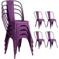 thumbnail image 3 of Furmax Set of 4 Metal Dining Chairs Stackable Indoor Industrial Vintage Chairs,Purple, 3 of 7