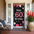 thumbnail image 6 of Pink and Gold Themed 60th Birthday Banner with Balloons Stars Backdrop Party Supplies Photography Props Birthday Decoration Birthday Party Decorations Happy Birthday Event Decor Background, 6 of 7