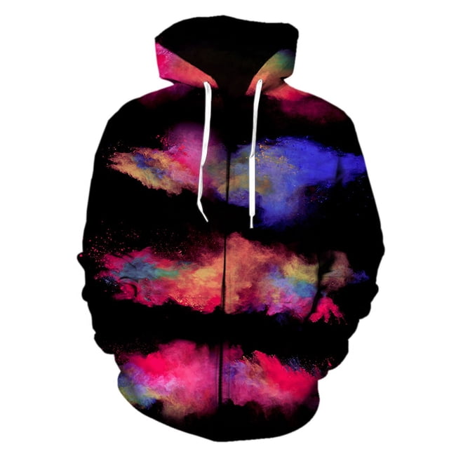 Sudadera con capucha y cremallera con estampado 3D de teñido anudado para hombre, sudaderas con estampado divertido de otoño, jersey deportivo de manga larga a la moda para hombre