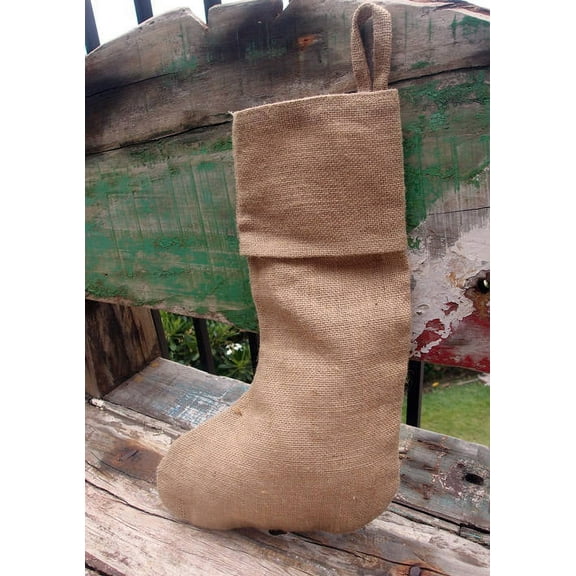 Natural Burlap Christmas Stocking 16 inch - Free Shipping