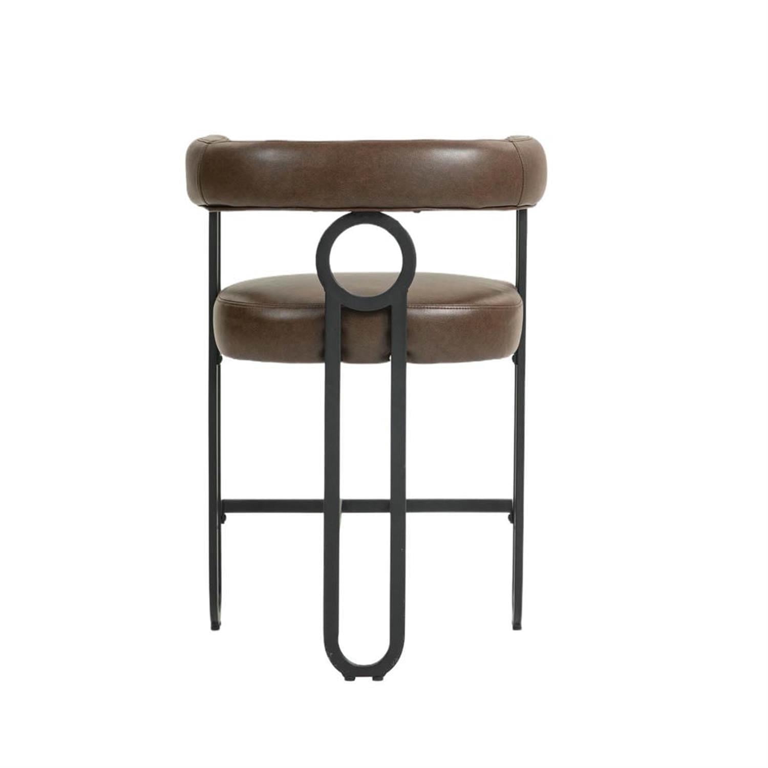 Demi Bonn 34" Counter Height Bar Stools Set of 2, Upholstered Barstools with Back, Kitchen Island Countertop Chairs for Dining Room, Dark Brown