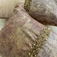 thumbnail image 5 of The HomeCentric Decorative Lumbar Pillow Cover Ivory & Gold 12"x16" (30x40 cm) Velvet Gold Foil Sequins Embroidered, Handmade Oblong Pillow Cover For Sofa, Couch, Abstract Modern - Shimmering Erosion, 5 of 8