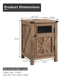 thumbnail image 4 of T4TREAM Farmhouse 18'' Nightstand with Charging Station for Living Room, End Table with Barn Door, Side Table with 3-tier Storage, Light Brown, 4 of 7