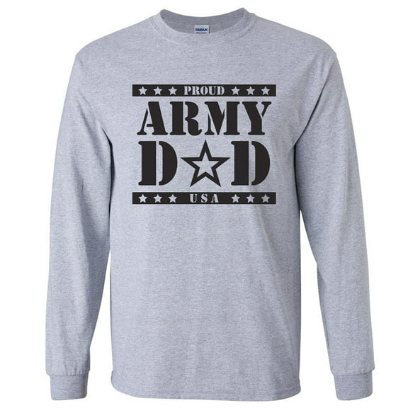 Proud Army Dad Long Sleeve T-Shirt in Sport Gray