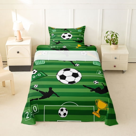 Erosebridal Football Sport Gamer Twin Sheet Sets,Soccer Ball Games Kids Bedding 3 Pieces