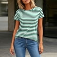 thumbnail image 3 of Otntypg Women's Striped Short Sleeve T-Shirt - Trendy Basic Athletic T-Shirts Loose Soft Crew Neck Casual Summer Tops for Work Weekend, 3 of 8