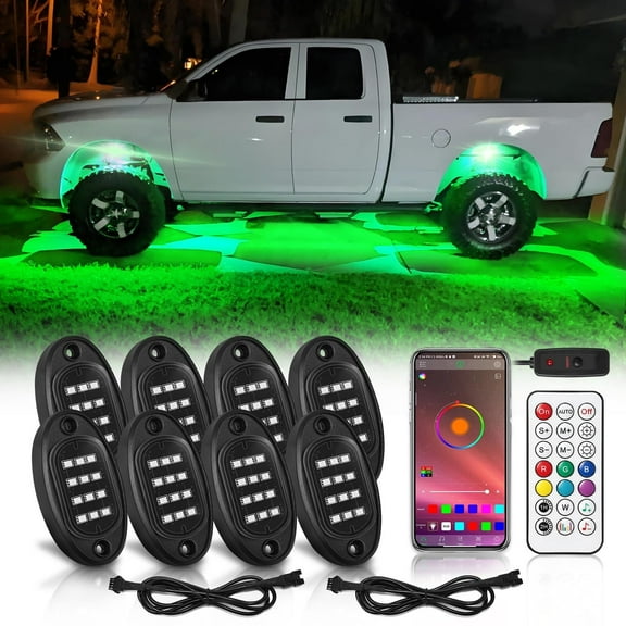 LED Rock Lights Kit with Bluetooth APP/RF Remote Control, Dreamcolor Underglow Lights Addressable Multicolor Neon Lights 12v Waterproof for Trucks Jeep ATV UTV Offroad Golf Cart RZR