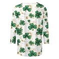 thumbnail image 5 of Meichang Hauts pour Femmes Chemise Tendance de la Saint-Patrick Manches 3/4 Chemises Graphiques Trèfle Chanceux Coupe Ample Col Rond Hauts d'Été Décontractés T-Shirt Irlandais, 5 of 5