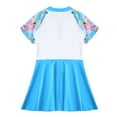 thumbnail image 4 of Zaldita Kids Girls Mock Neck Short Sleeve Swim Dress Summer Beach Bathing Suit Holiday Beach Wear Light Blue 6, 4 of 7