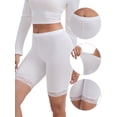 thumbnail image 3 of DARING DIVA Women's Lace Trim Soft Control Panties Mid Thigh Slimmer S White, 3 of 6