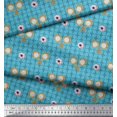 thumbnail image 3 of Soimoi Blue Poly Georgette Fabric Geometric,Anemone & Hand Mirror Vintage Fabric Prints By Yard 42 Inch Wide, 3 of 3