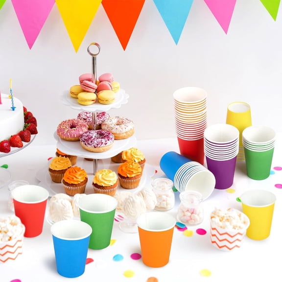 Homelyt Colored Paper Cups 9 oz Paper Cups Set of 10 Party Cups for Wedding Holiday Coffee and DIY Craft Events 15 Assorted Colors