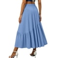 thumbnail image 7 of XuJwPNcy Skirts for Women Casual Elastic Waist Ruffle Maxi Skirt Soft Cotton Linen Summer Skirts with Pockets for Beach, 7 of 7