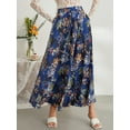 thumbnail image 5 of Hirigin Store Women Long Skirt, Elegant High Waisted Skirt Solid/Flower Print Summer Swing Skirt, 5 of 10