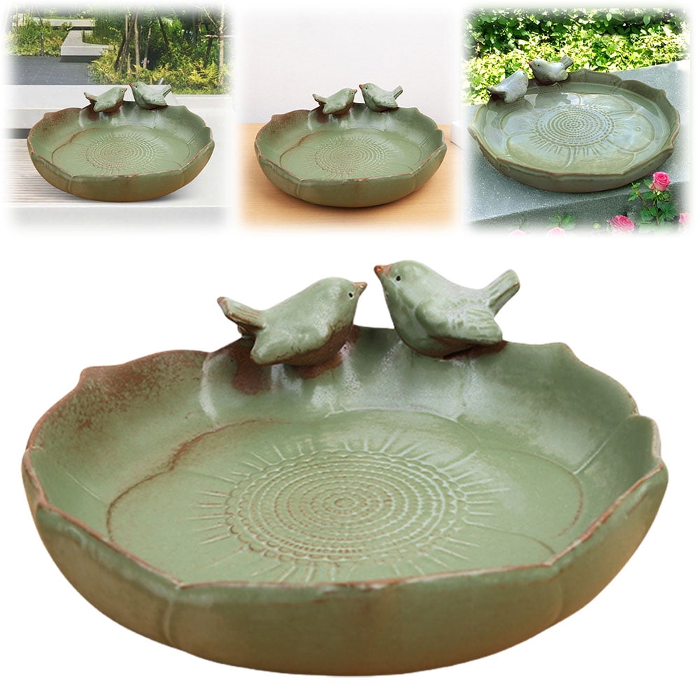 Ceramic Birdbath Bowl Hummingbird Feeder Multifunctional Bird Food Container Hummingbird Watering Container for Outdoor Garden Courtyard