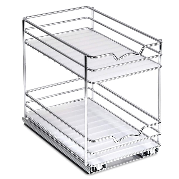 Organizador de encimera de cocina, condimento de hierbas de especias, estante de condimento deslizante para armario, botella, estante de doble nivel para el hogar Inevent HA009015-00B