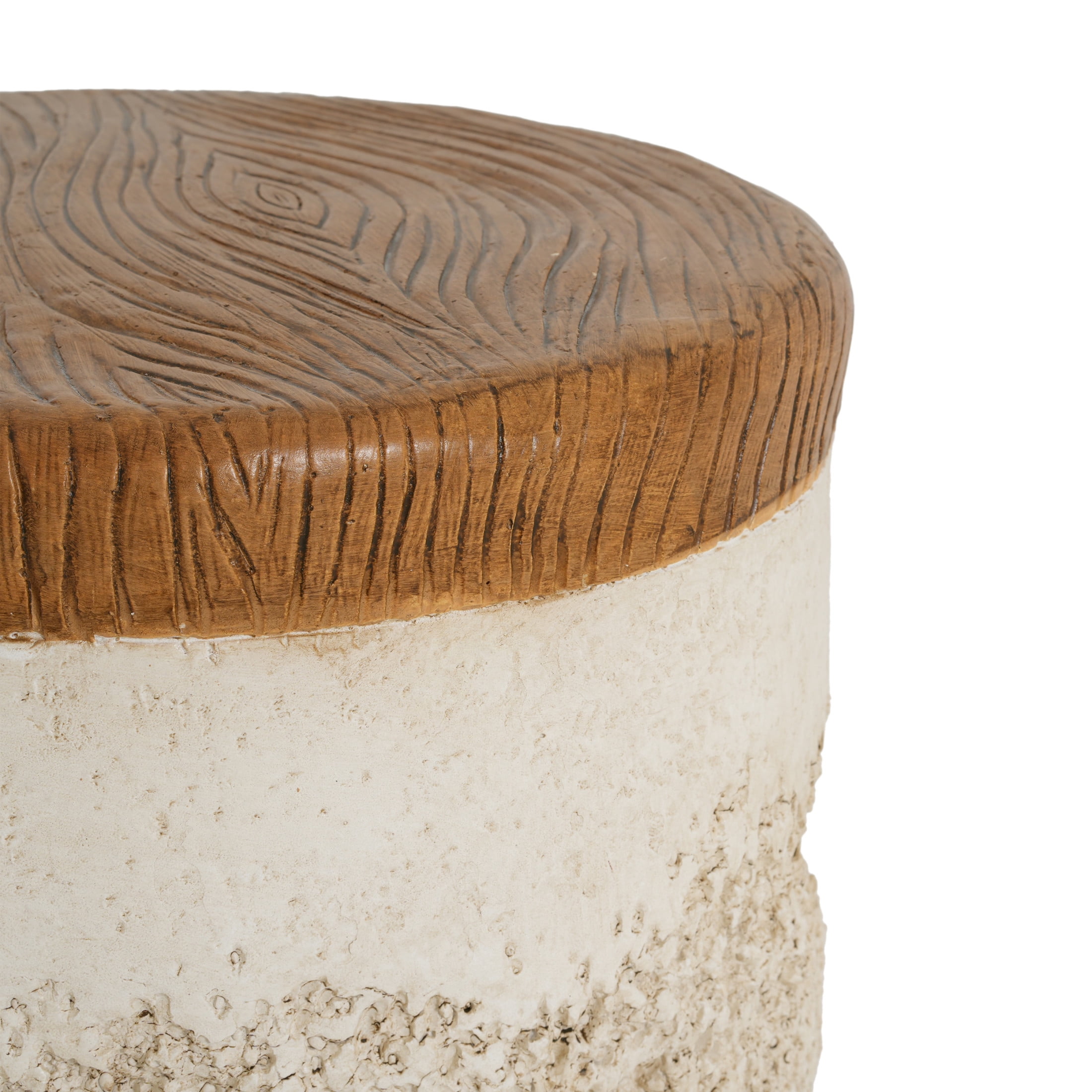 Christopher Knight Home Outdoor MGO Round Side Table with Faux Wood Grain Top, Dual-Texture, Beige