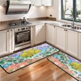 thumbnail image 3 of Kitchen Rugs Sets Of 2,Pioneer Flower Floral Print Pattern Anti Fatigue Kitchen Mat Rugs Non Slip Washable,Decorative Kitchen Floor Mats for Kitchen,Sink,Laundry,17"x47"+17"x47", 3 of 5