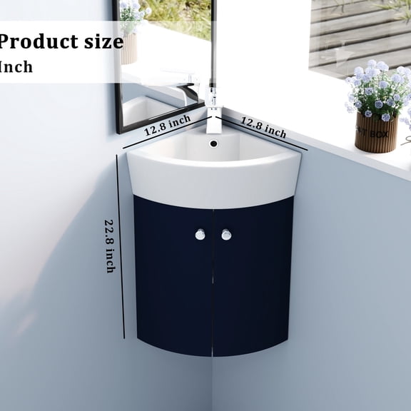 Ceramic Sink Wall-mounted Corner Vanity in Modern Design - Easy Maintenance in Bathroom