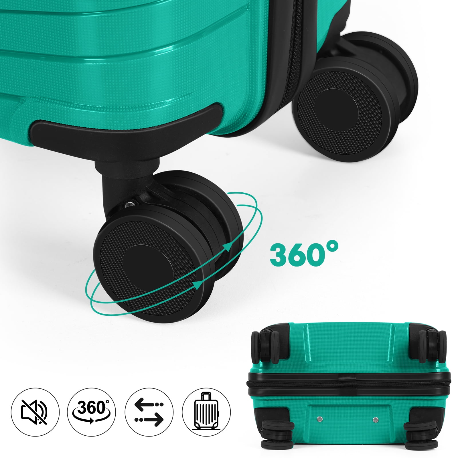 Travel Business Trip Slanted Stripe Luggage Set PP 2 Piece (14"+20") Green