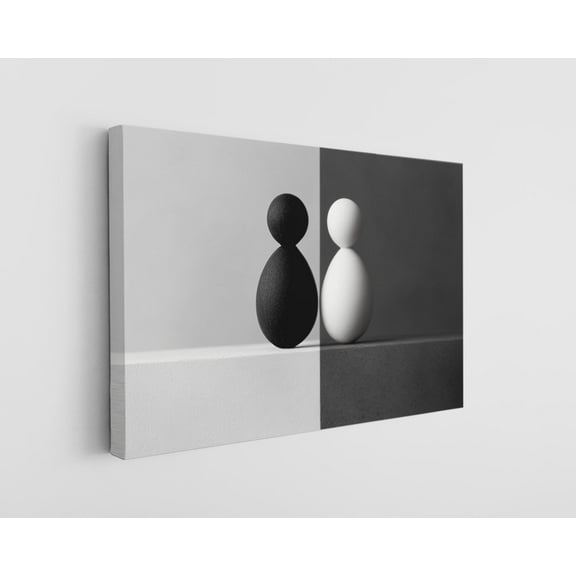 Black and White Minimalist Sculpture Canvas Wall Art – Modern Abstract Print – Elegant Handcrafted Home Décor – Stylish Aesthetic for Living Room, Bedroom, or Office