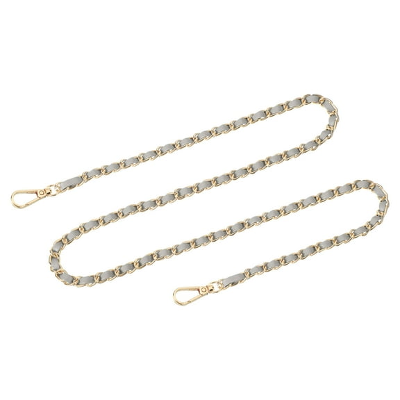 Uxcell Purse Chain Strap, 39" Leather Iron Flat Chain Strap Handbag Chains Purse Straps for Shoulder Bags and Cross Body Bags Replacement Strap (Gray Strap   Gold Chain)